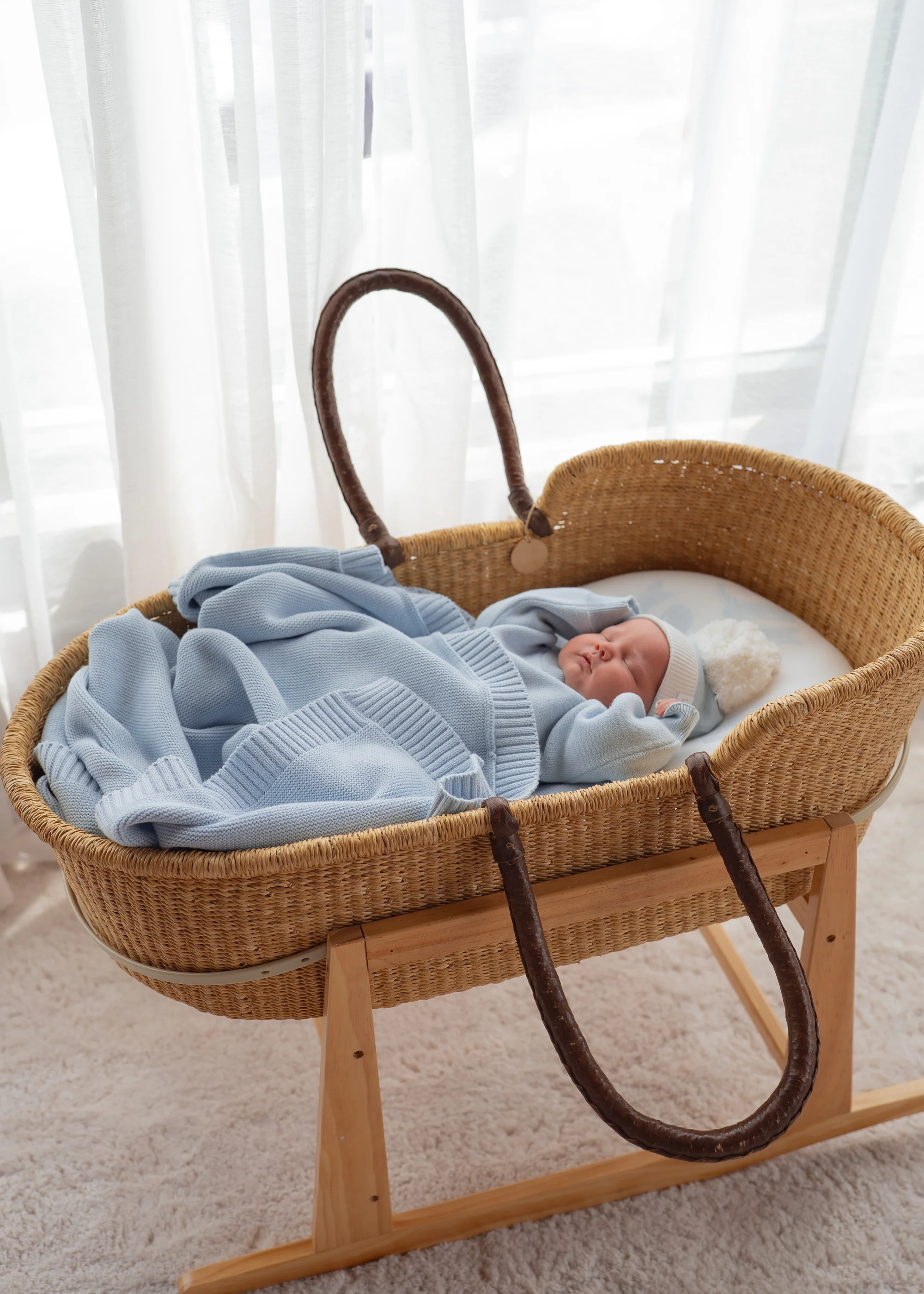 Heirloom Border Knit Blanket | Sky Blue - Image 6