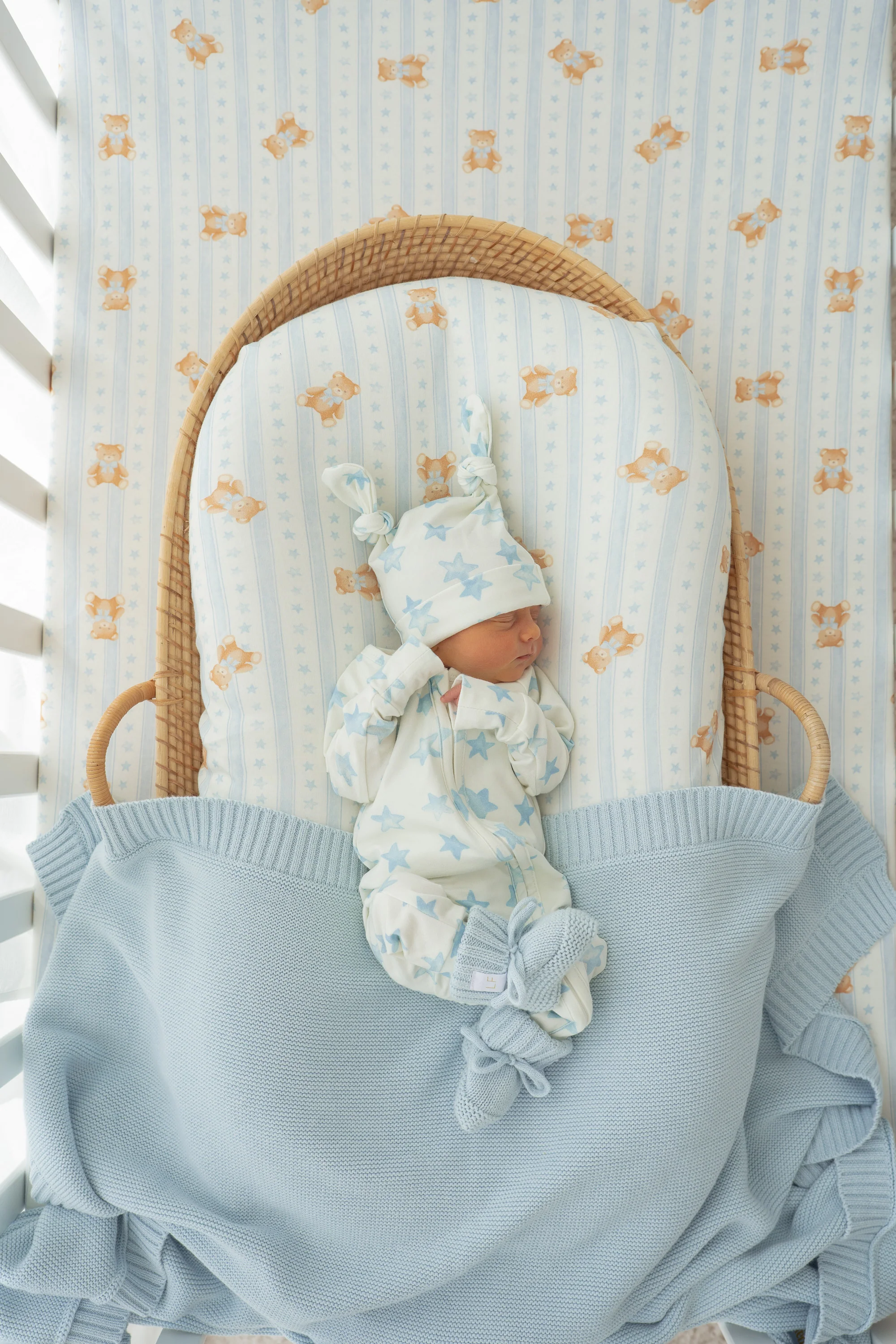 Heirloom Border Knit Blanket | Sky Blue - Image 9