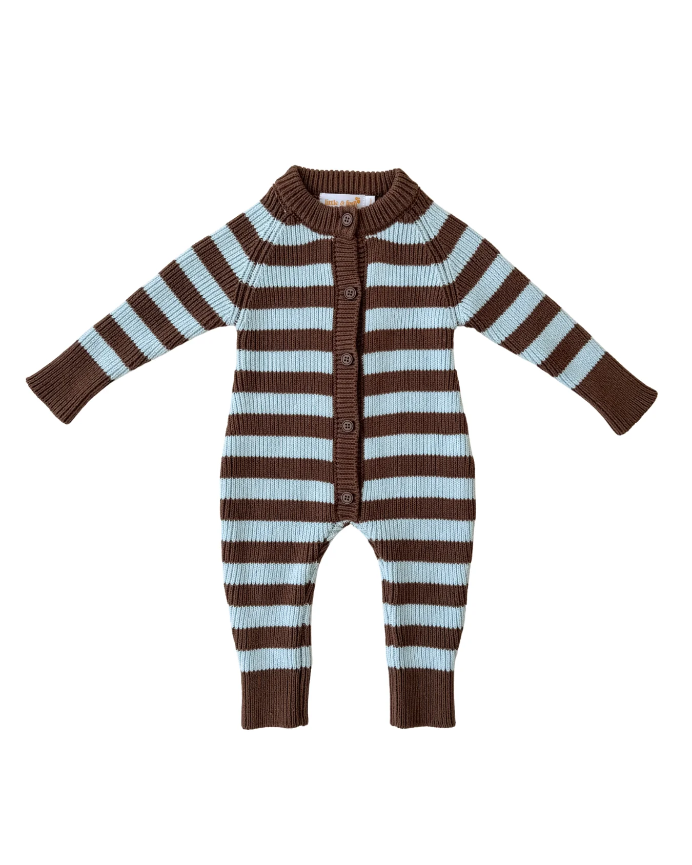Chunky Knit Classic Romper | Choc Blue Stripe *AUGUST PRE-ORDER* - Image 2