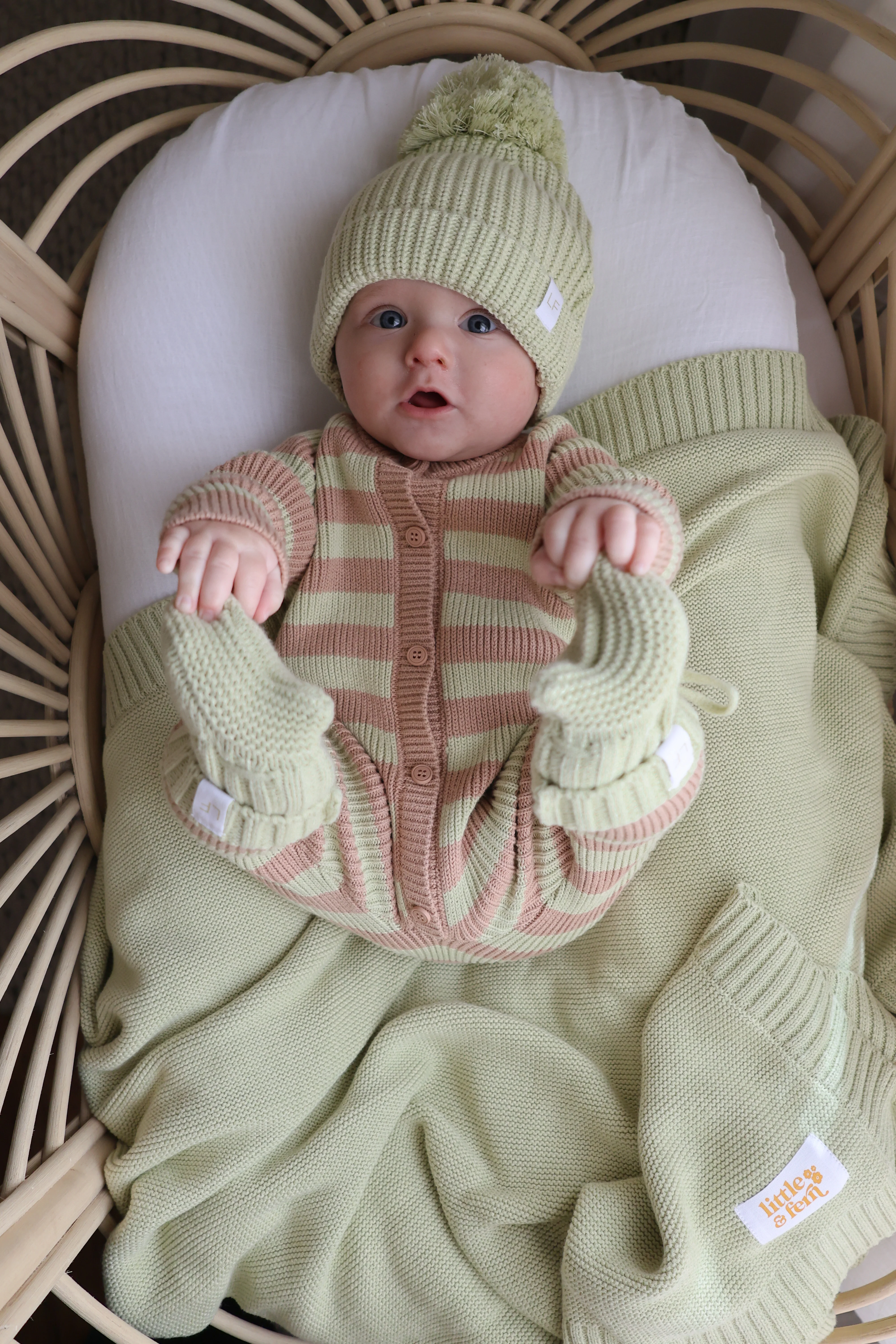 Chunky Knit Classic Romper | Matcha Stripe - Image 8
