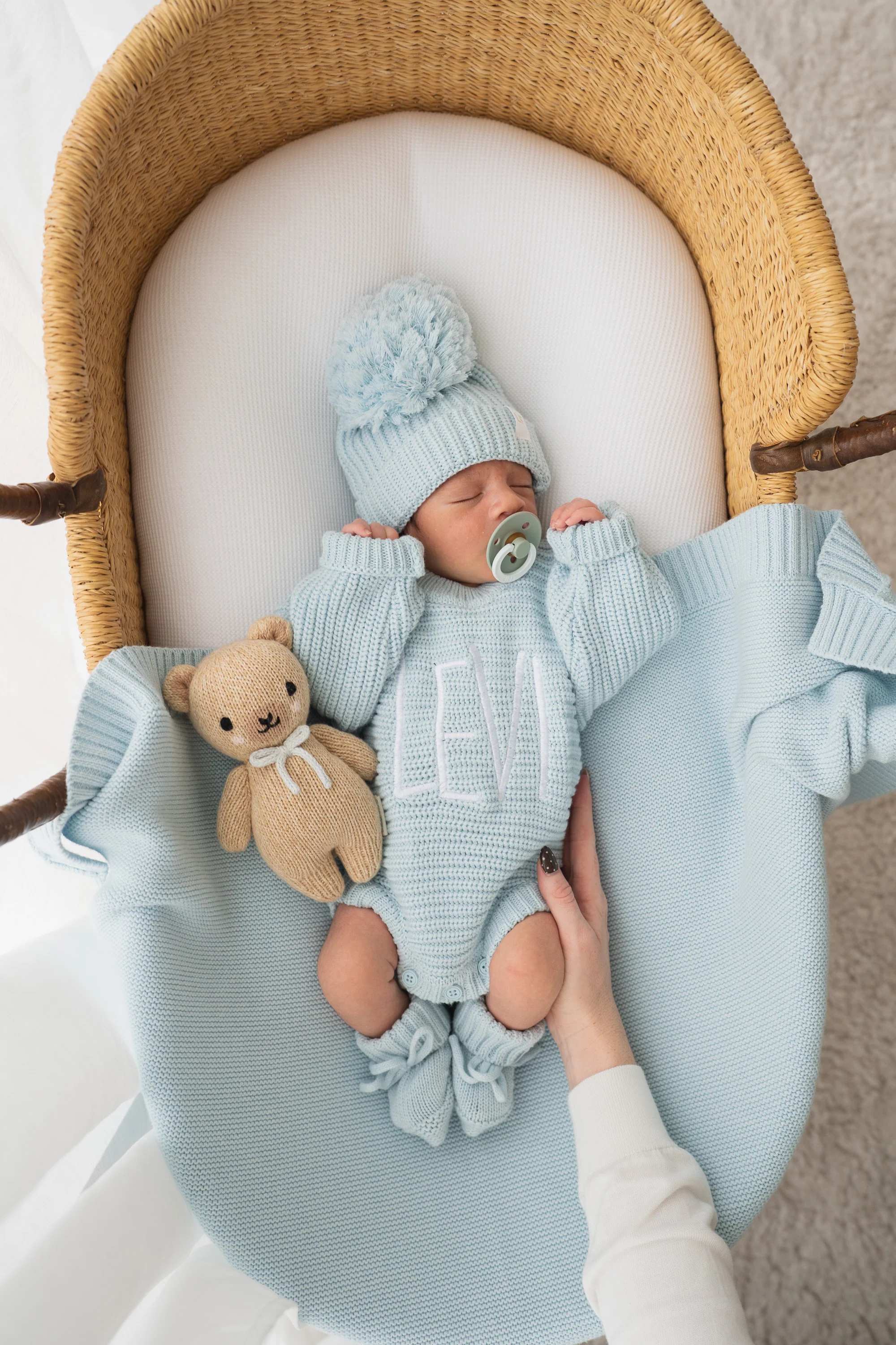 Chunky Knit Romper | Sky Blue - Image 3