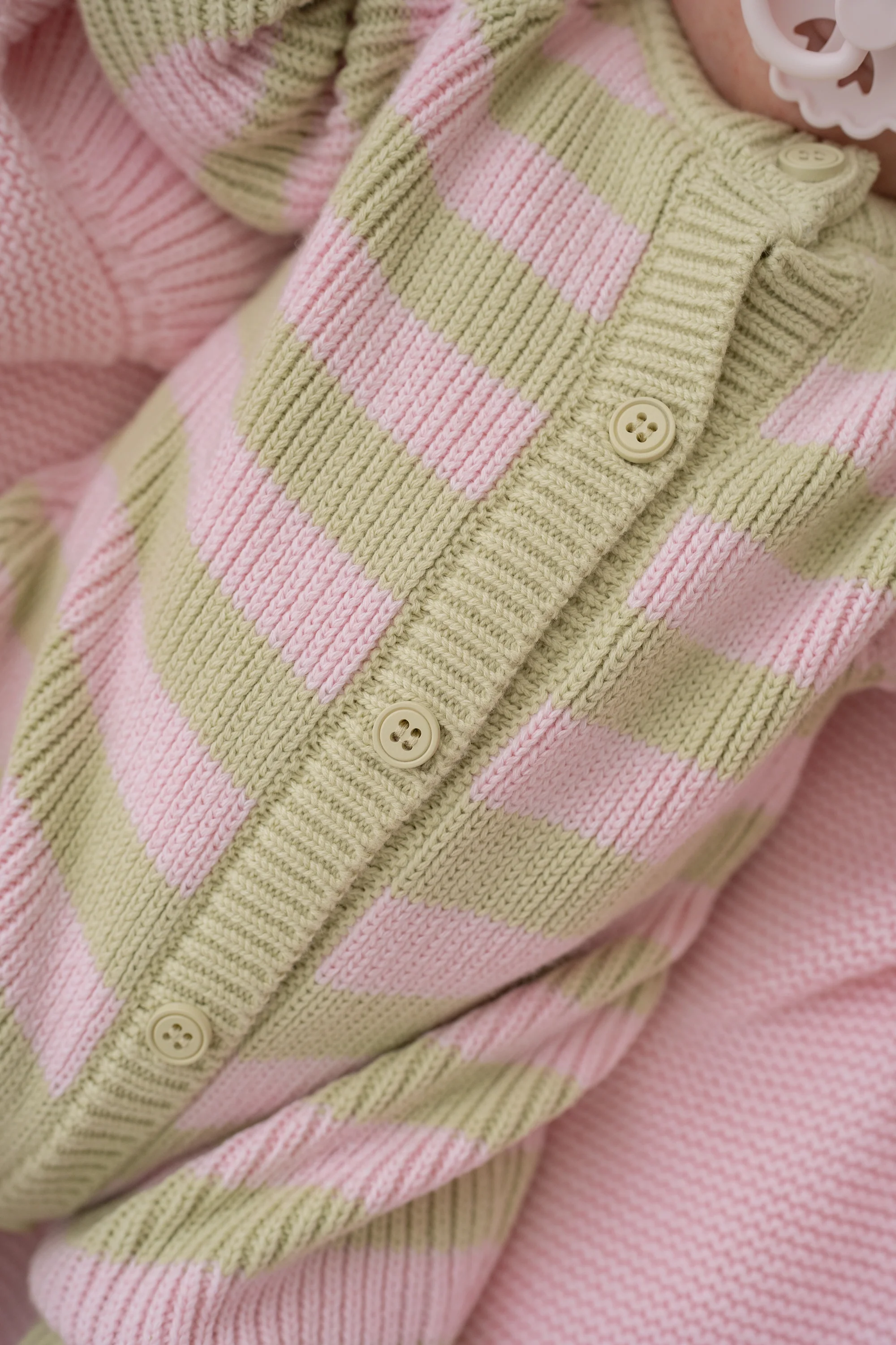 Chunky Knit Classic Romper | Strawberry Matcha Stripe - Image 4