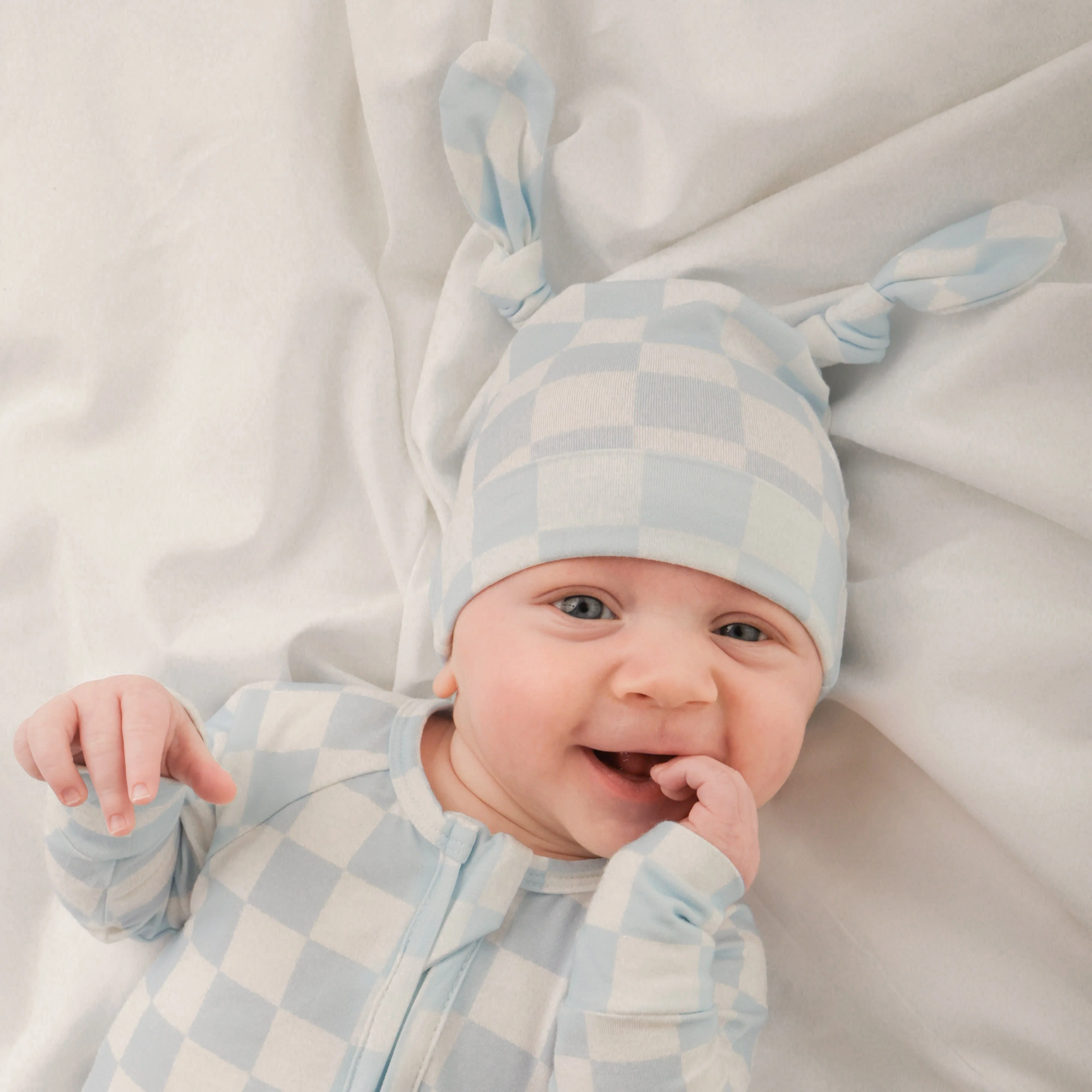Double Knot Beanie | Blue Checker - Image 4