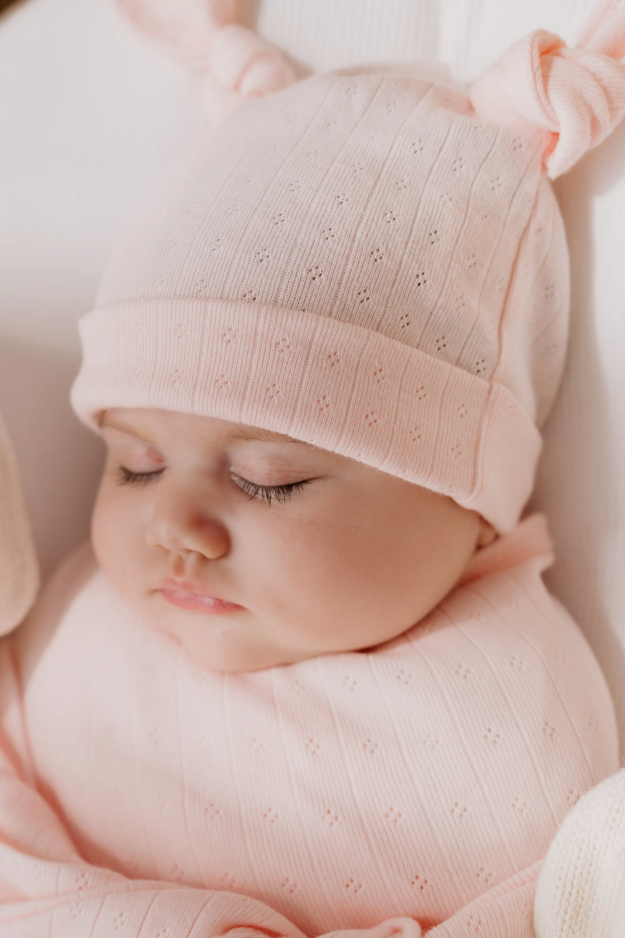 Essential Double Knot Beanie | Petal Pink Pointelle - Image 4