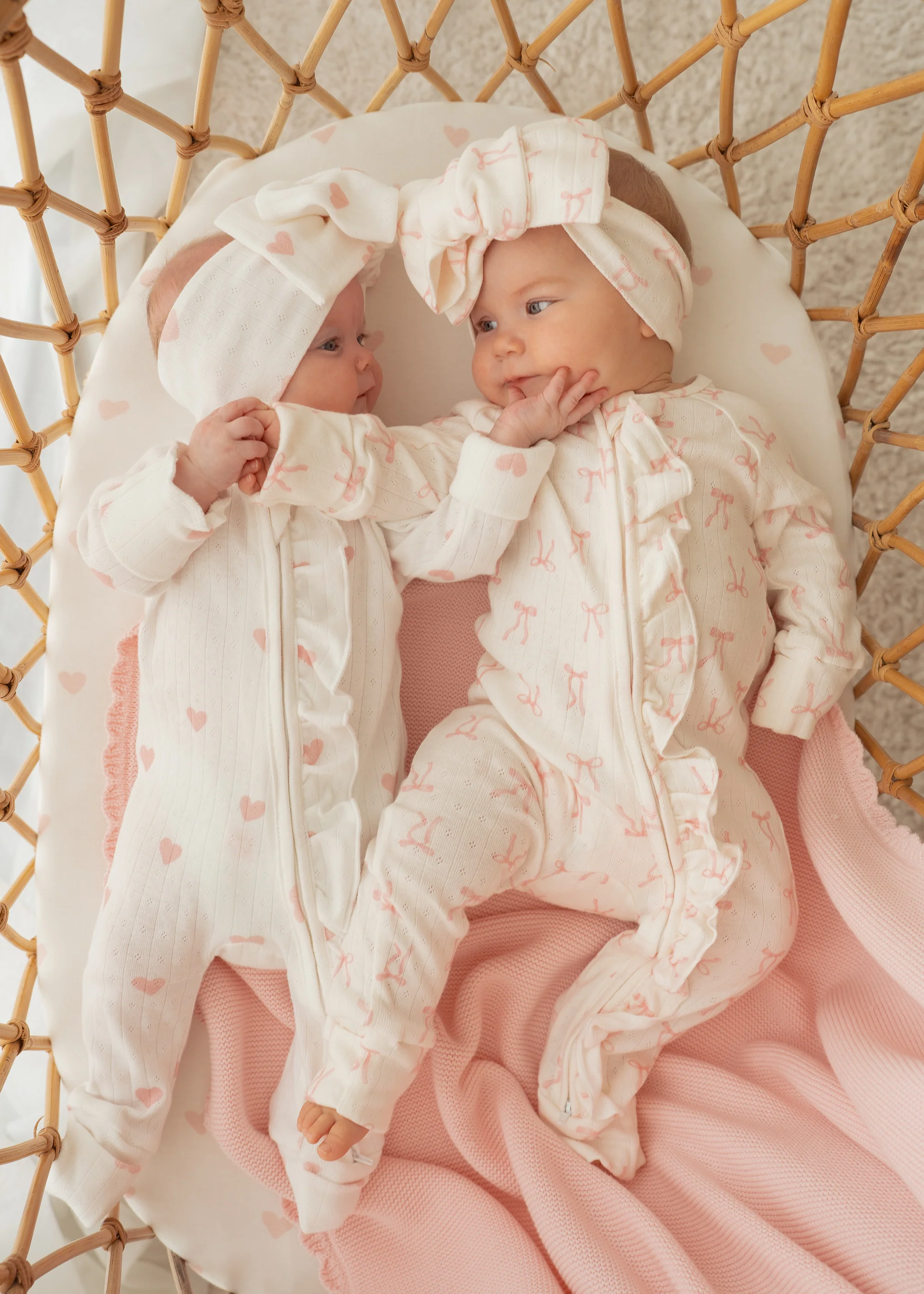 Essential Frill Zip Romper | Pink Hearts - Image 4