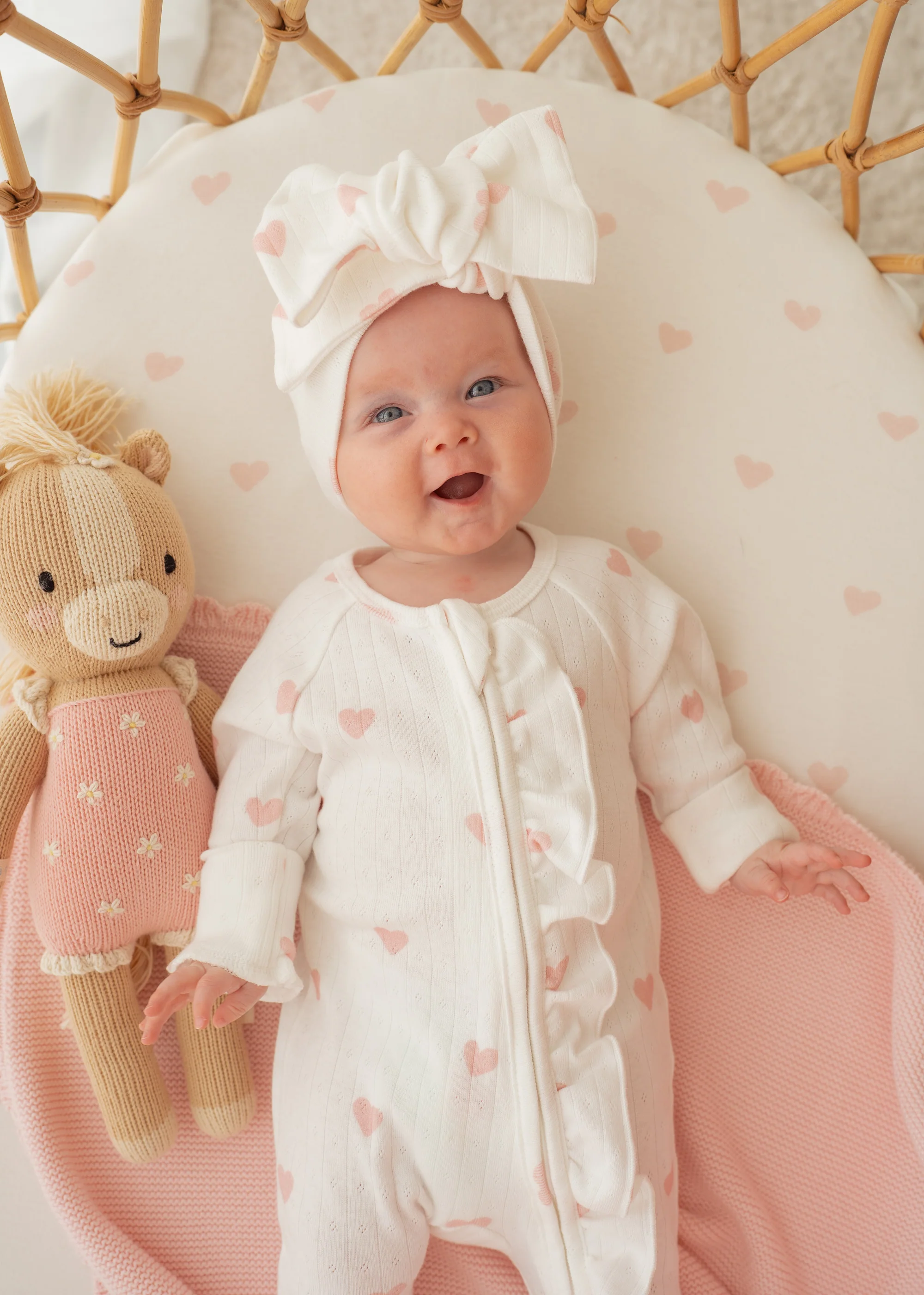 Essential Frill Zip Romper | Pink Hearts - Image 6