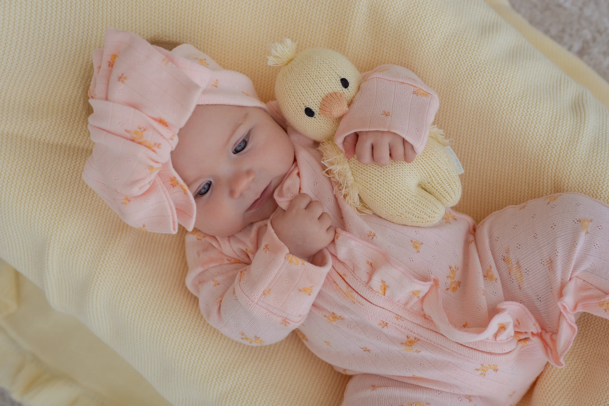 Essential Frill Zip Romper | Tiny Yellow Floral Pointelle - Image 14