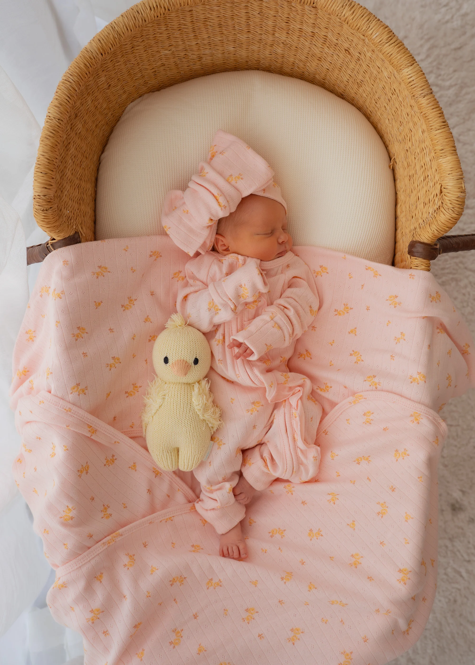 Essential Frill Zip Romper | Tiny Yellow Floral Pointelle - Image 4