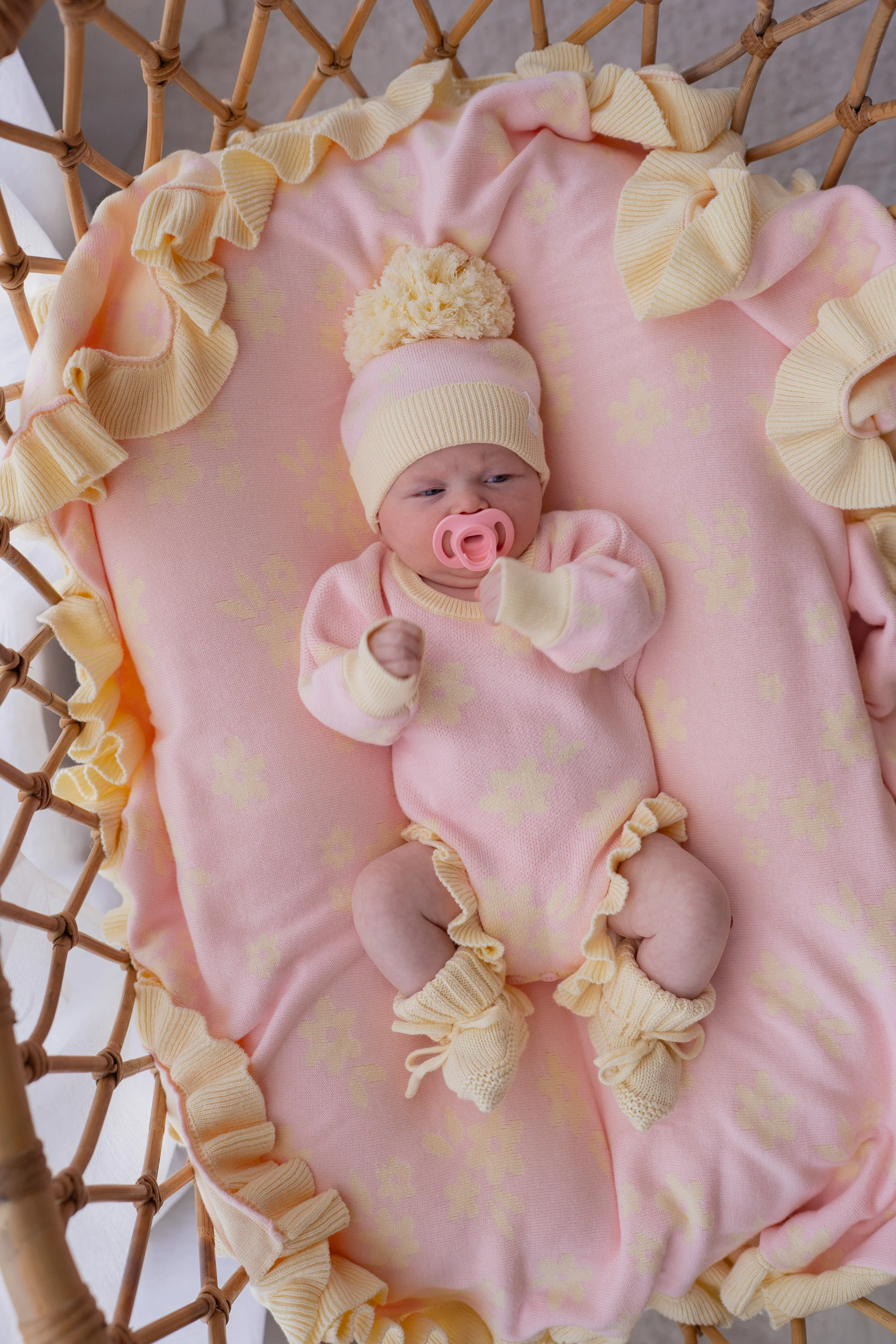 Frill Knit Blanket | Daisy Floral Lemon *JULY PRE-ORDER* - Image 5