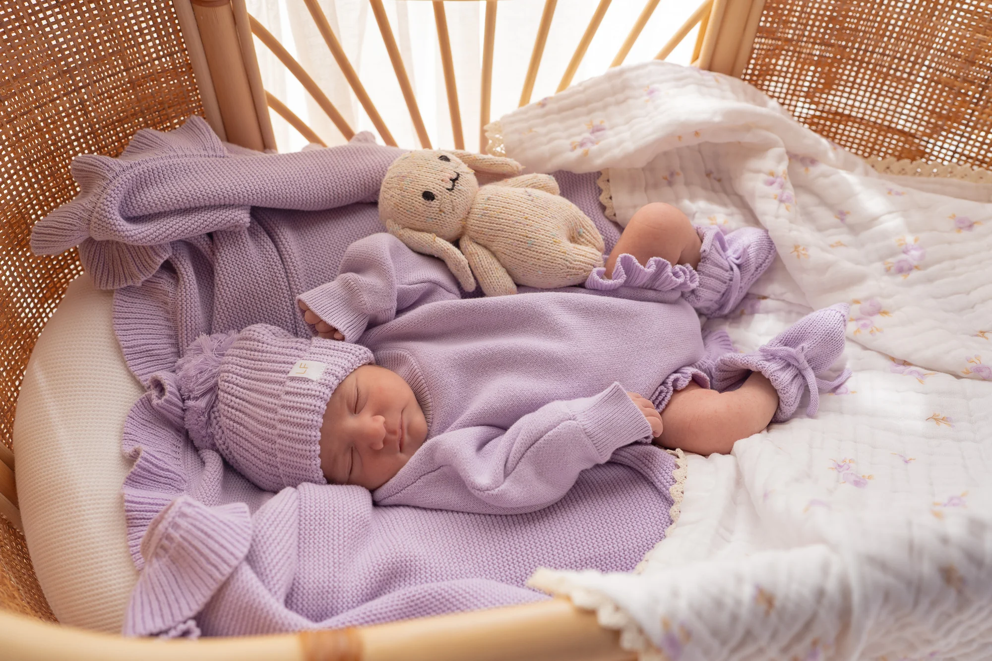 Frill Knit Blanket | Pastel Lilac *AUGUST PRE-ORDER* - Image 6