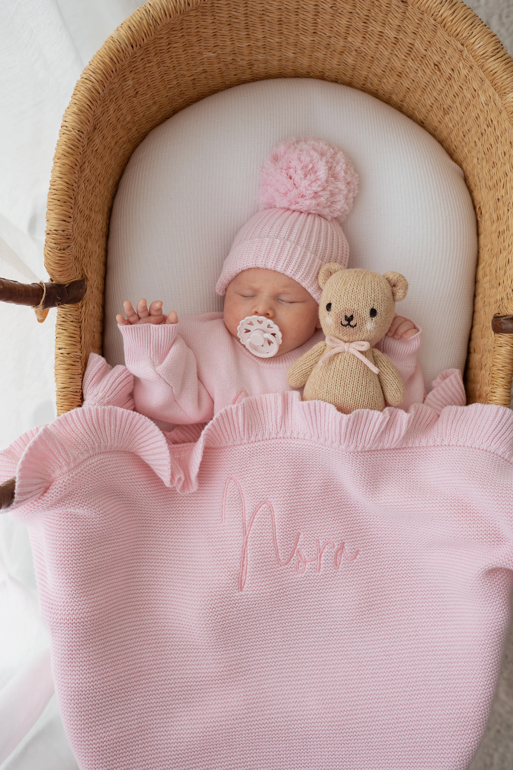 Frill Knit Blanket | Strawberry Milk - Image 3