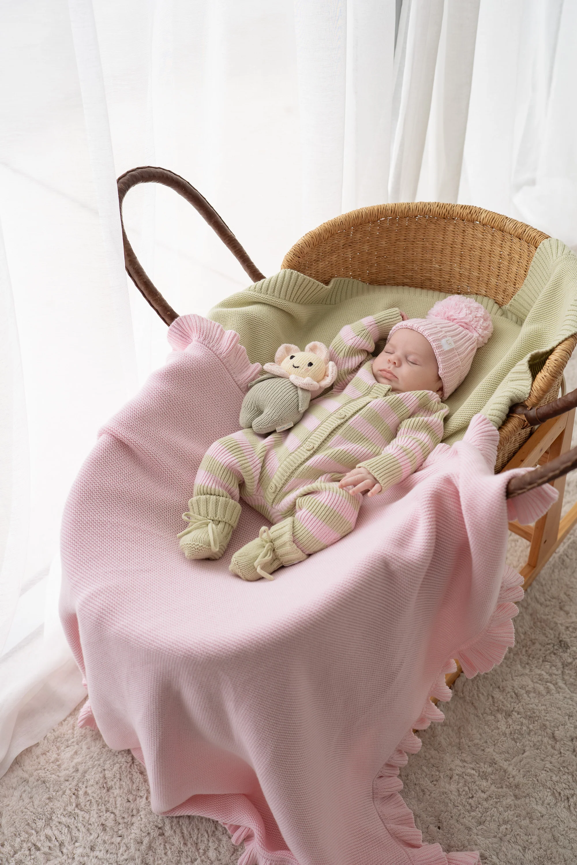 Frill Knit Blanket | Strawberry Milk - Image 5