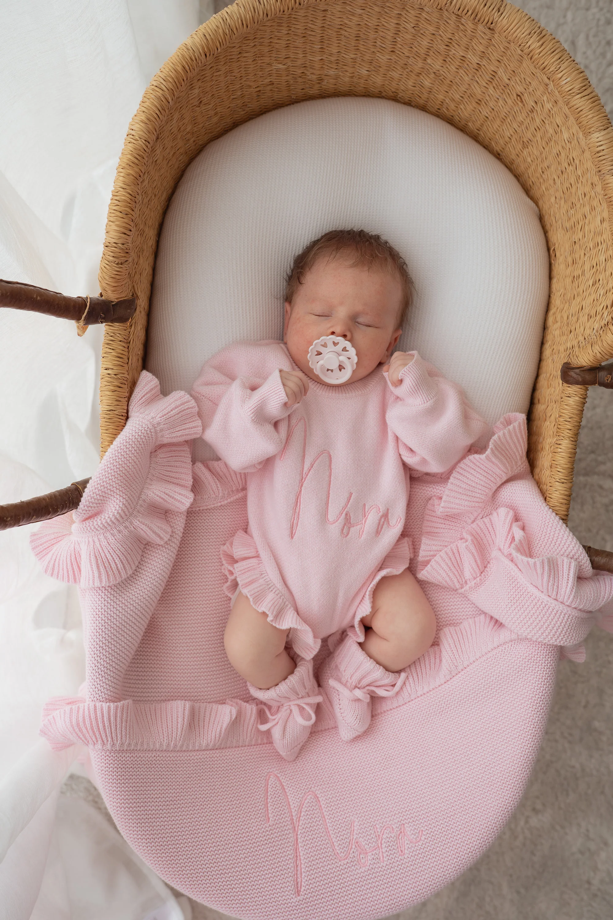 Frill Knit Blanket | Strawberry Milk - Image 6