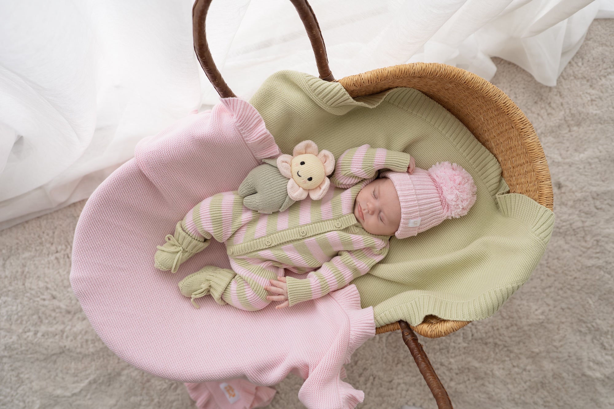 Frill Knit Blanket | Strawberry Milk - Image 7