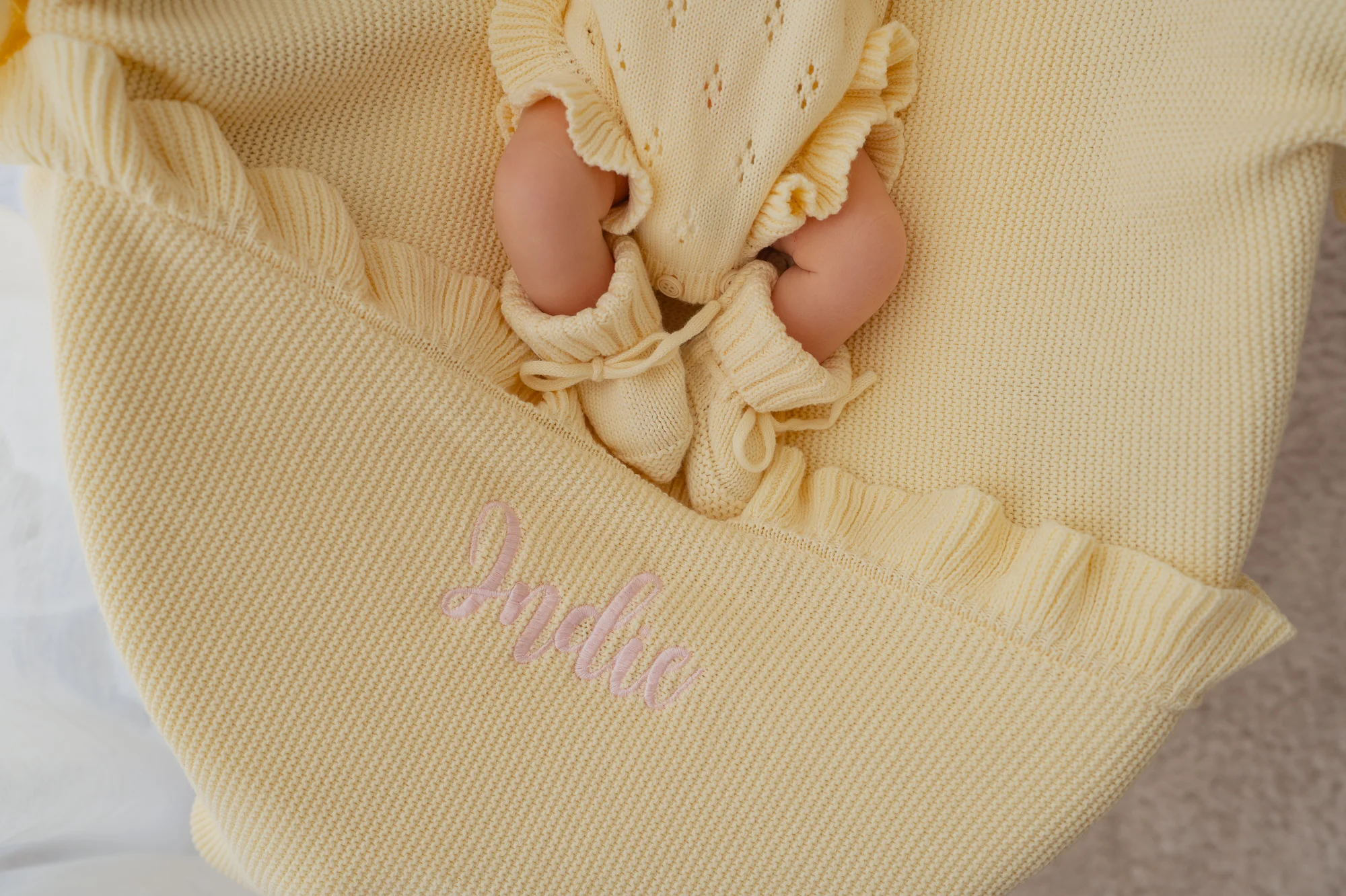 Frill Knit Blanket | Lemon *JULY PRE-ORDER* - Image 5