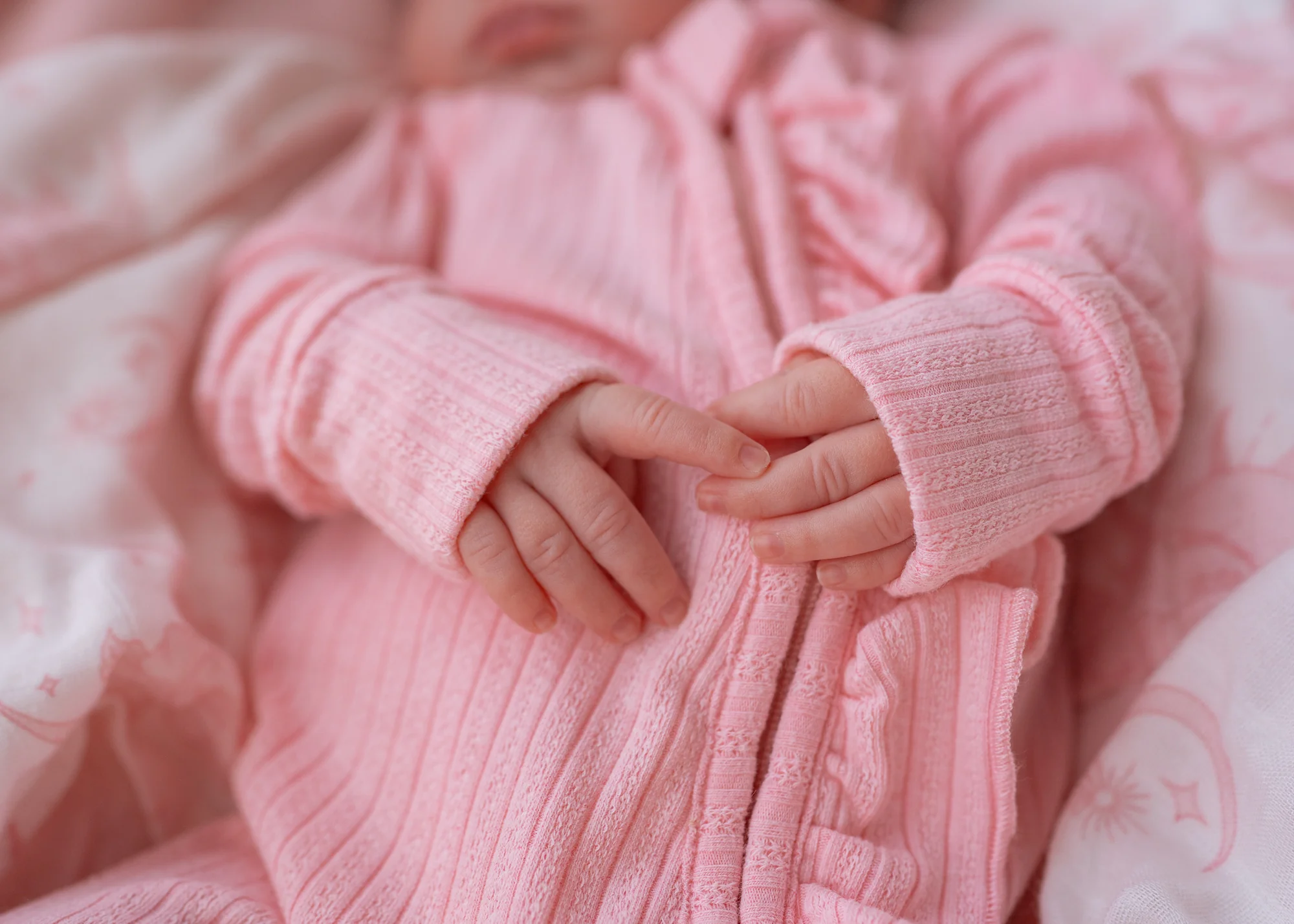 Frill Zip Romper | Peony Rib Pointelle - Image 4
