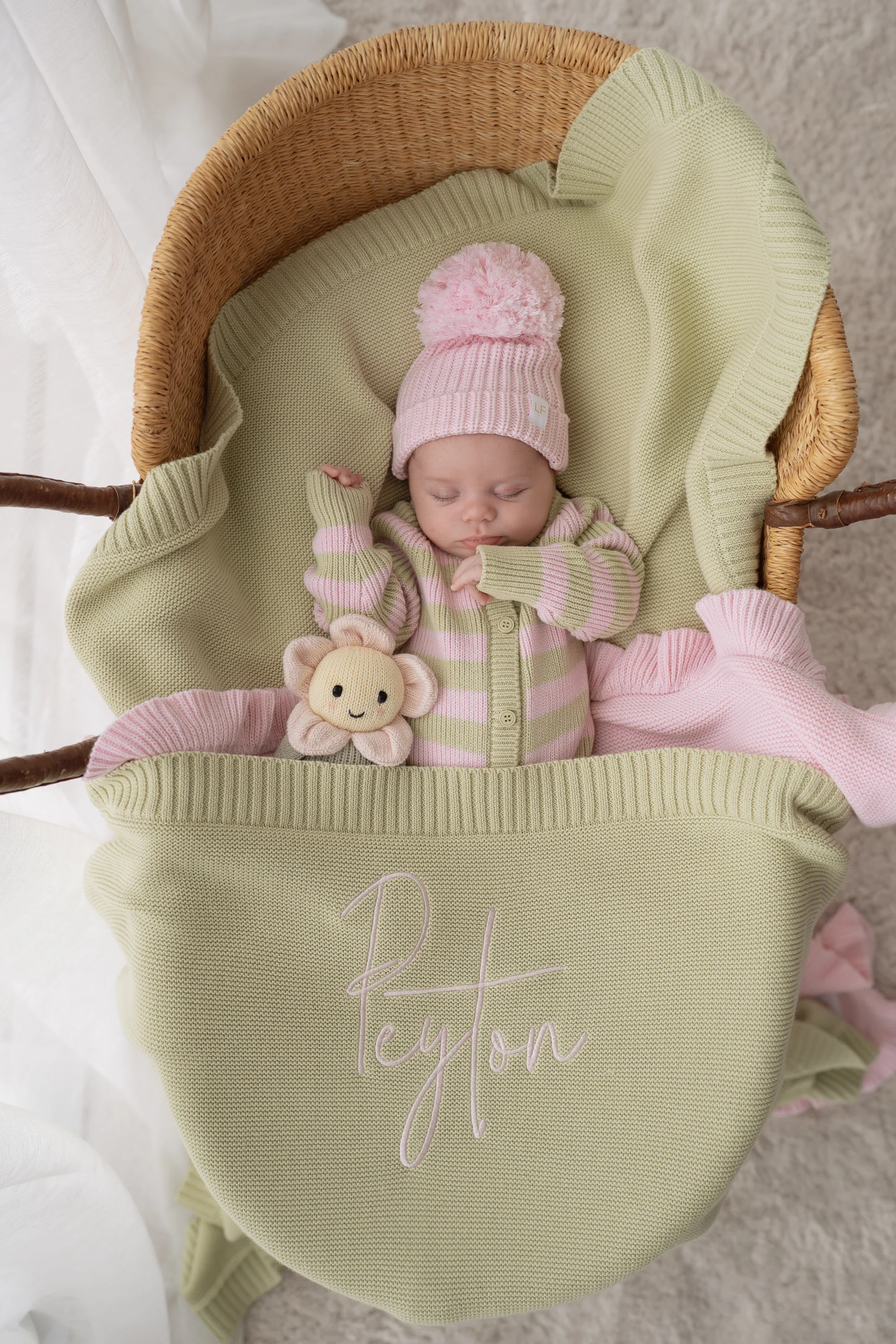 Heirloom Border Knit Blanket | Matcha - Image 3