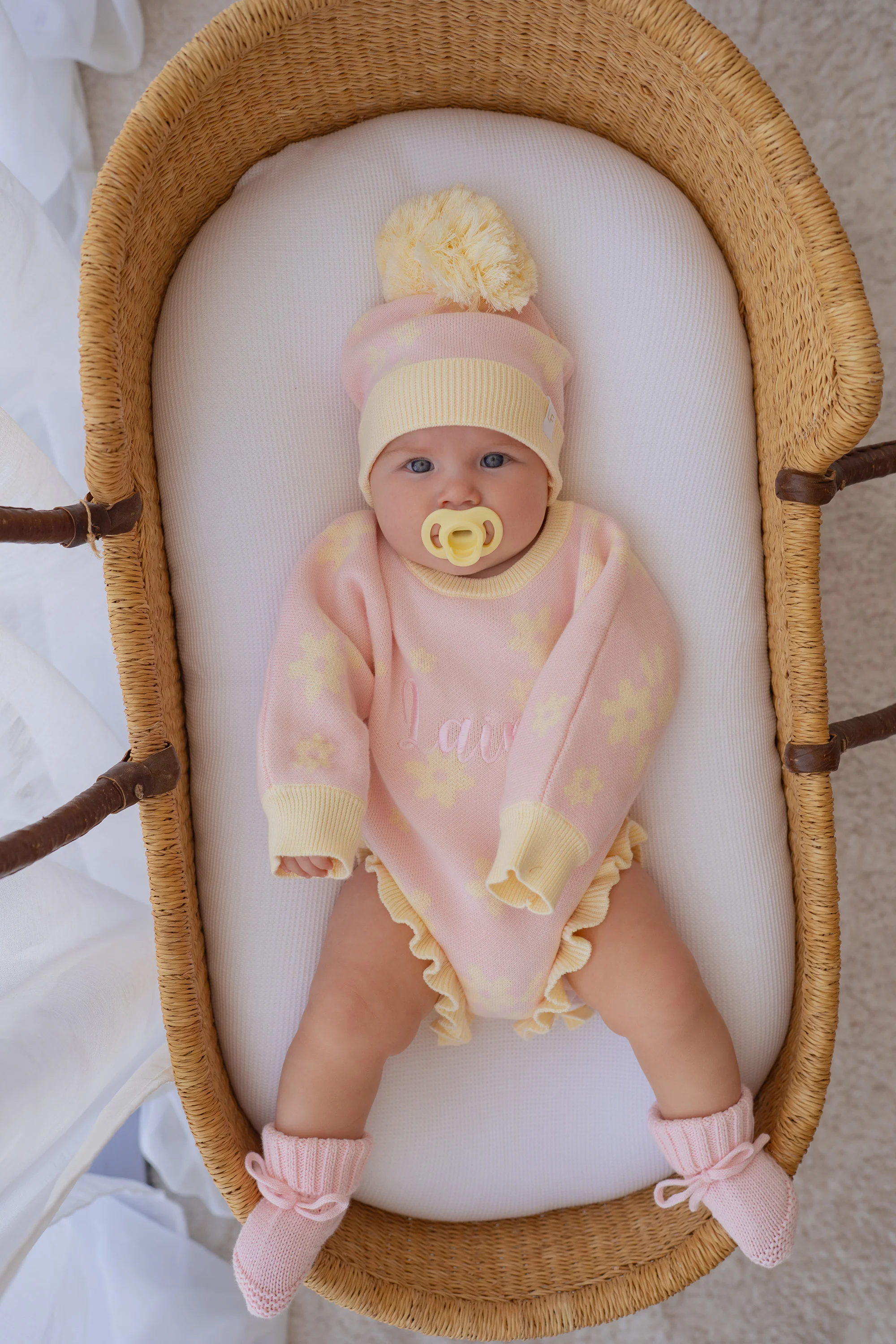 Frill Knit Romper | Daisy Floral Lemon - Image 3