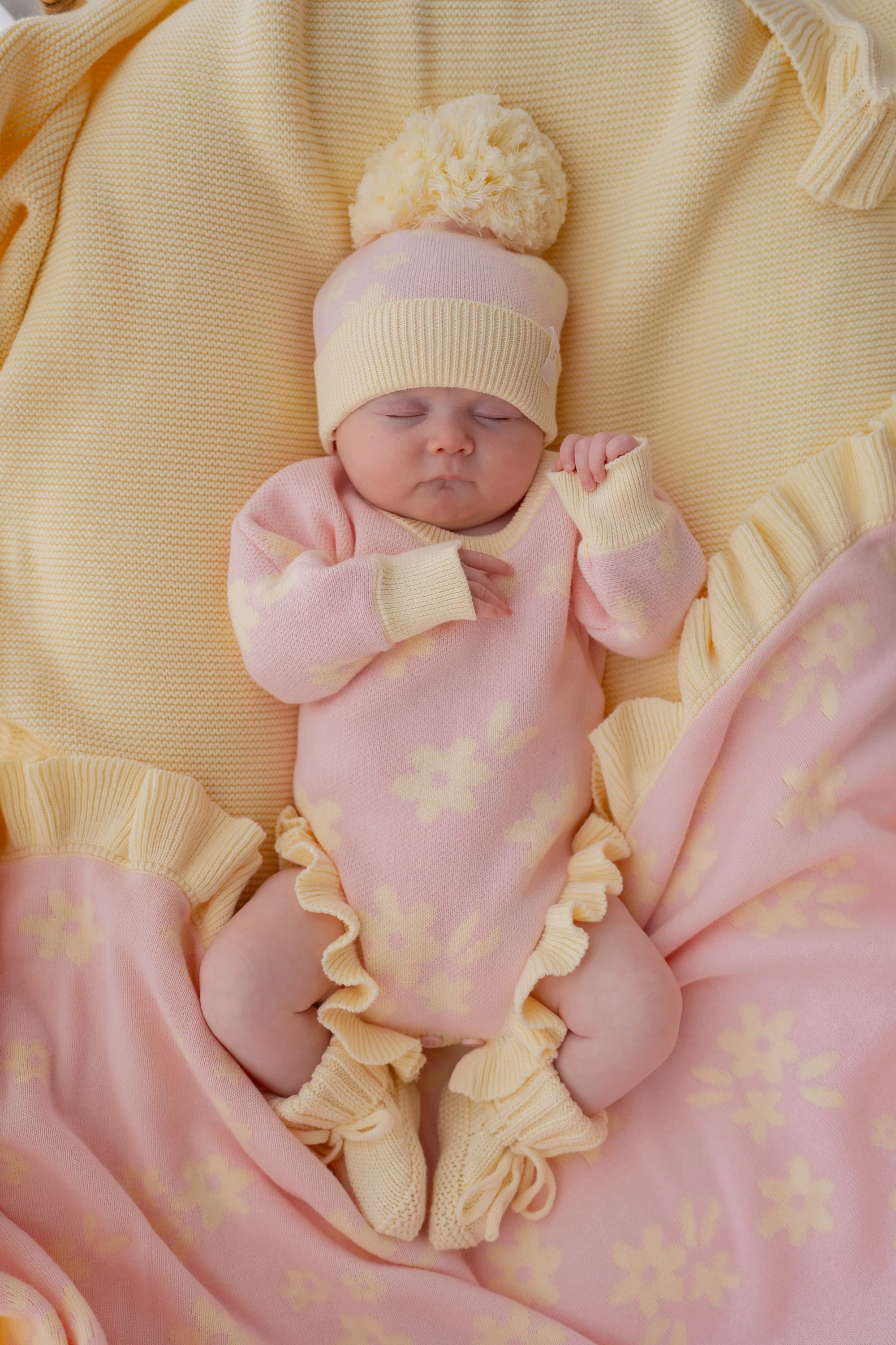 Frill Knit Romper | Daisy Floral Lemon - Image 4