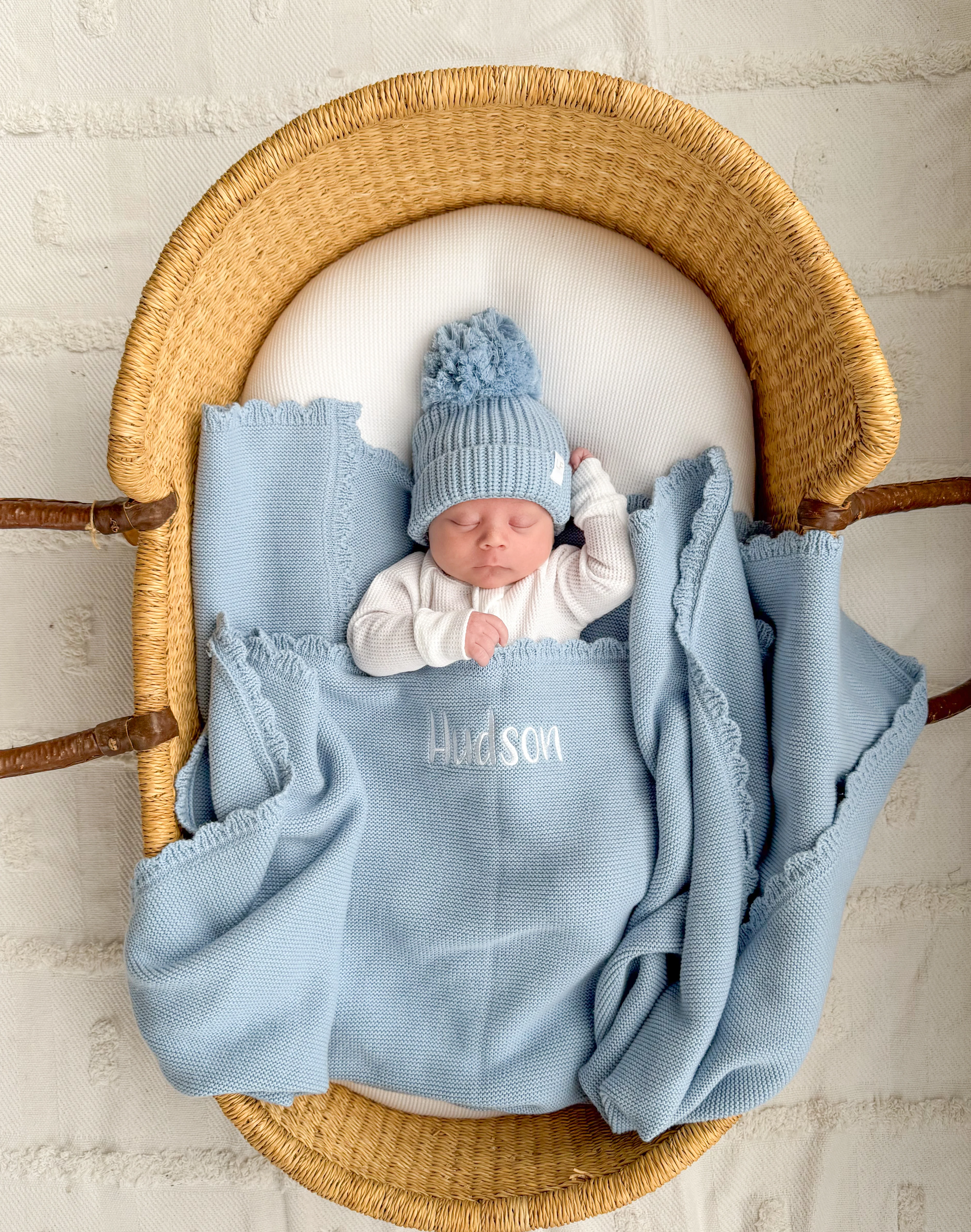 Knitted Pom Beanie | Blue - Image 3