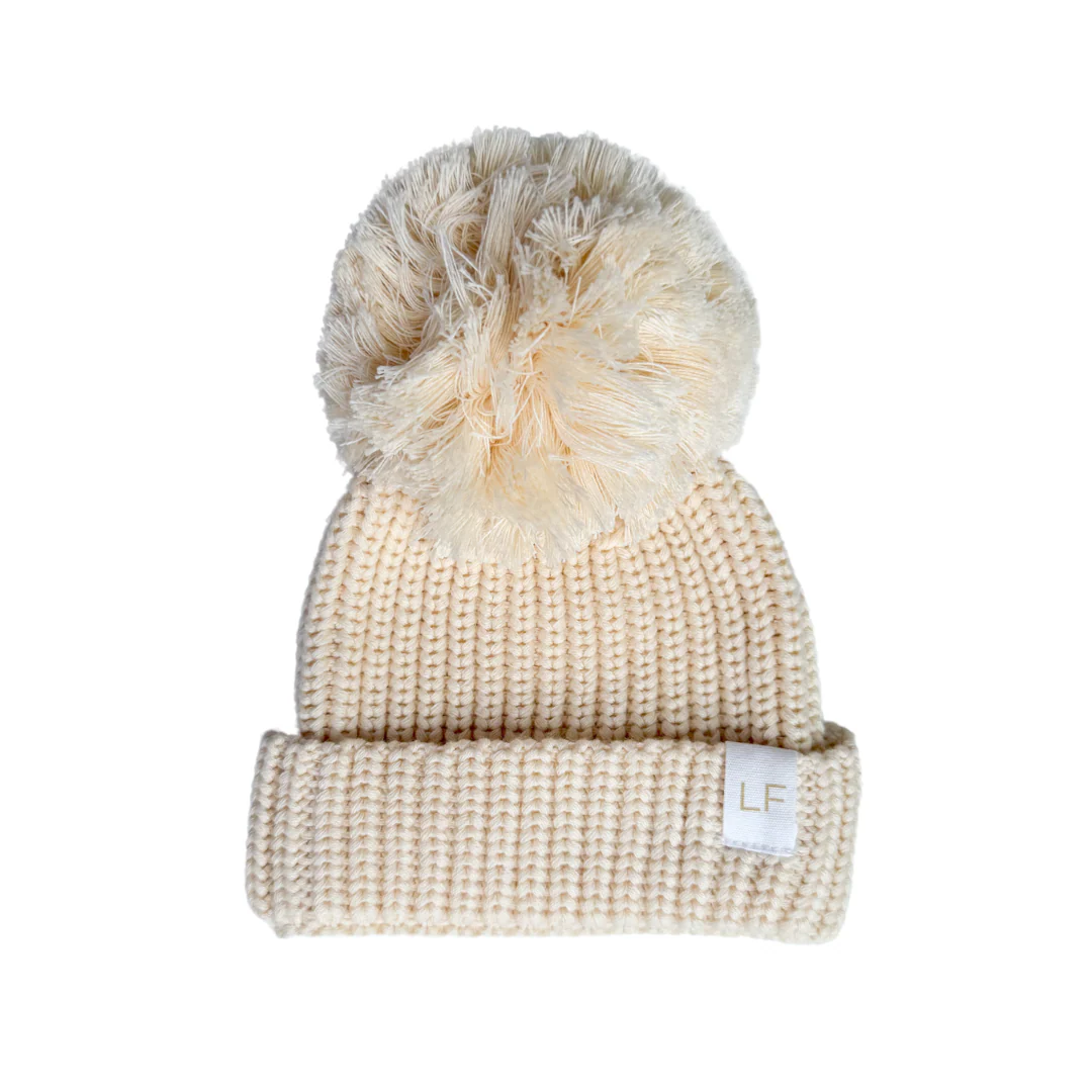 Knitted Pom Beanie | Cream - Image 2