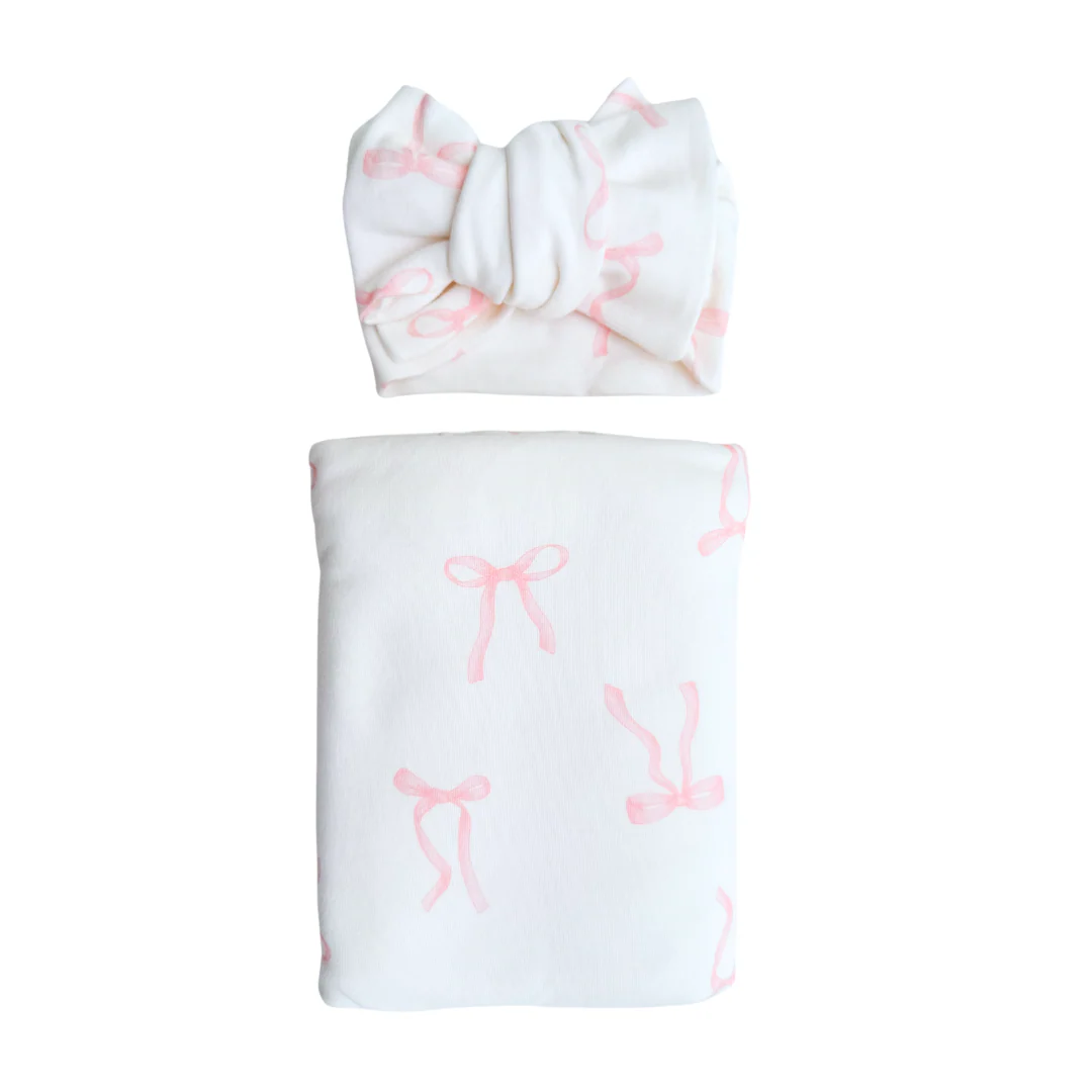 Swaddle Set | Pink Bows - Image 3
