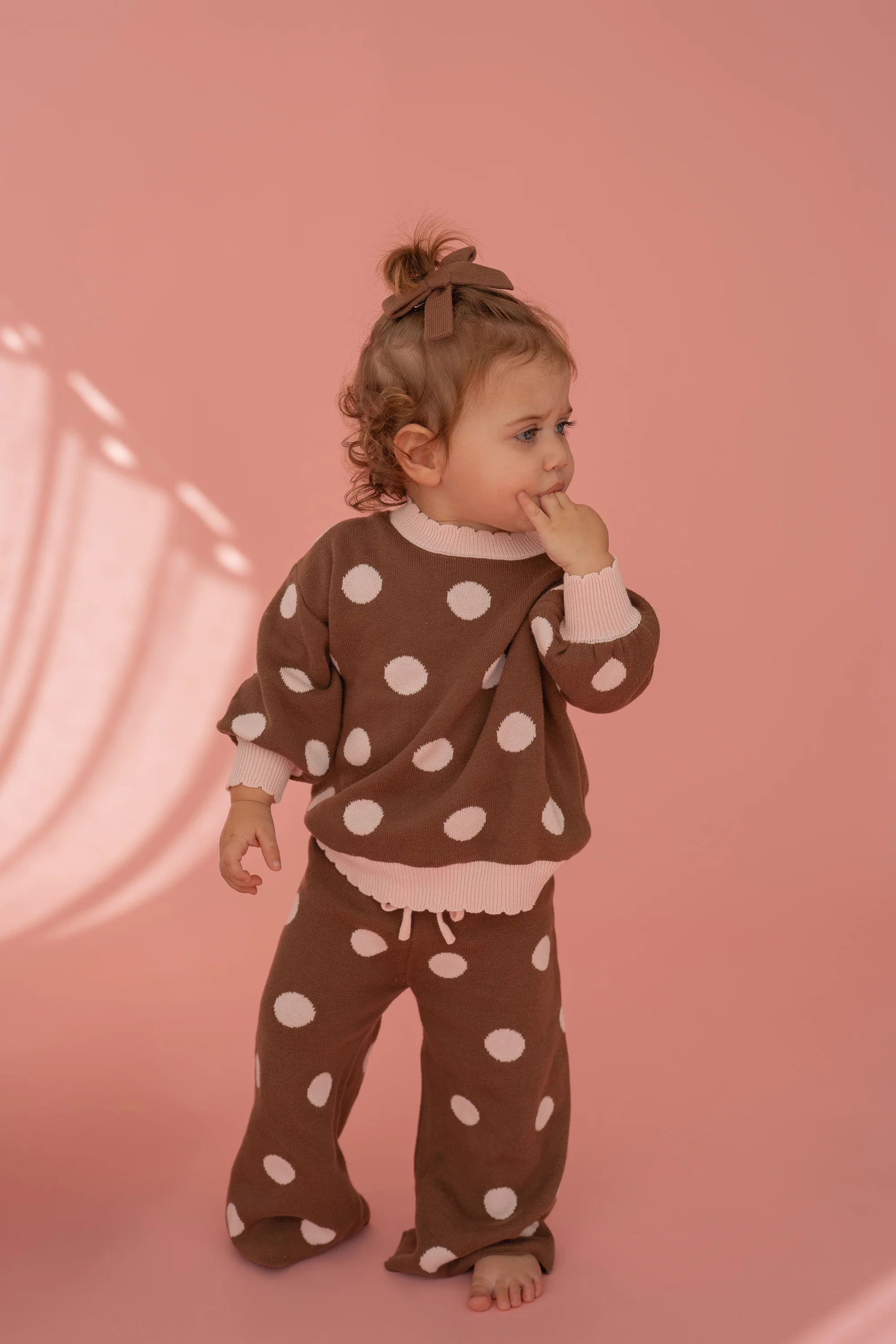 Twin Bow Clips | Choc Knit - Image 3